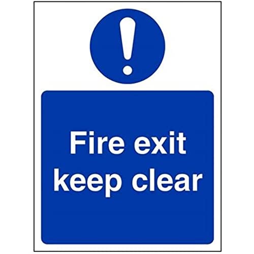 vsafety 1. FC Kaiserslautern an-s "FIRE EXIT KEEP CLEAR" Pflicht Schilder, selbstklebendes Vinyl, Hochformat, 150 mm x 200 mm, blau von VSafety