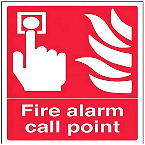 vsafety 13001 an-s "FIRE ALARM Call Point" Equipment-Zeichen, selbstklebendes Vinyl, Porträt, 150 mm x 200 mm x 200 mm, rot von VSafety