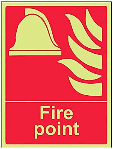 vsafety 13006 an-g "FIRE POINT" Equipment Zeichen, Glow in Dark, 1 mm, Kunststoff, Hochformat, 150 mm x 200 mm x 200 mm, rot von VSafety