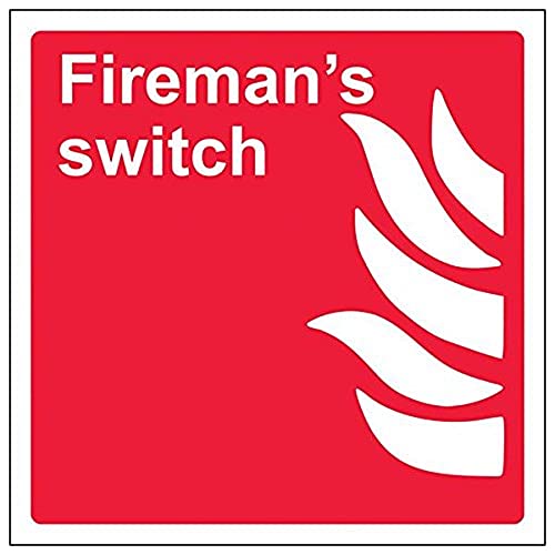 vsafety 13020 am-s "Fireman 's Schalter" Zeichen, quadratisch, 150 mm x 150 mm (Pack von 3) von VSafety