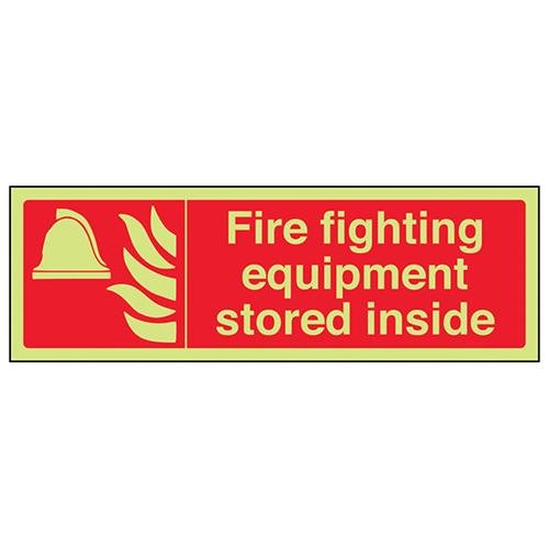 vsafety 13069bj-g Fire Equipment, Schild, Fire Fighting Ausrüstung Innen," Kunststoff, Landschaft, 450 mm x 150 mm, rot von VSafety