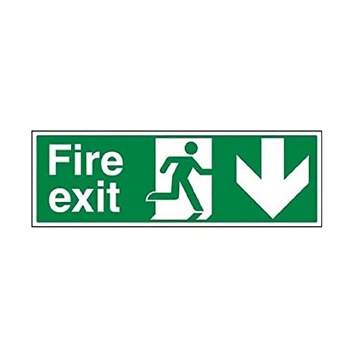 vsafety 14002bp-s Fire Exit Schild, Fire Exit Arrow Down, selbstklebend, Landschaft, 600 mm x 200 mm x 200 mm, grün von VSafety