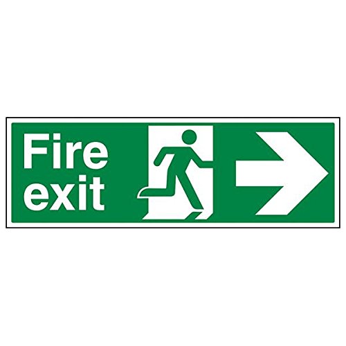 vsafety 14004bp-s "FIRE EXIT Pfeil rechts" Sign, Landschaft, 600 mm x 200 mm x 200 mm (3 Stück) von VSafety