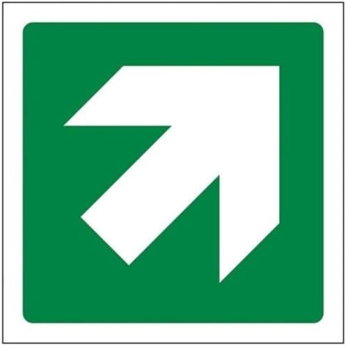 vsafety 14017 AF-S Fire Exit Schild, diagonal Arrow, selbstklebend, quadratisch, 100 mm x 100 mm, grün von VSafety