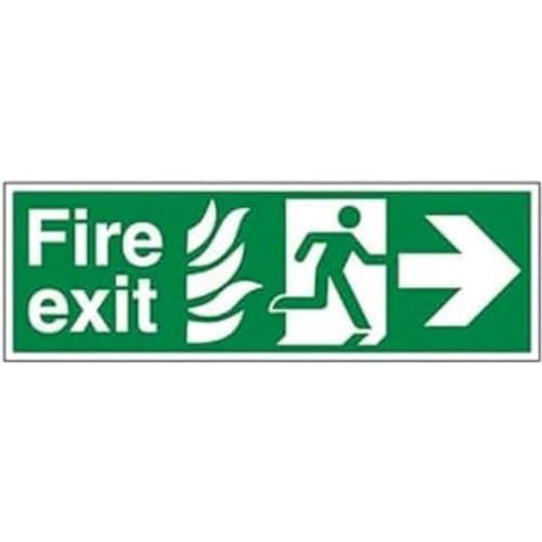 vsafety 14023bp-s Fire Exit Schild, NHS Fire Exit Pfeil rechts, selbstklebend, Landschaft, 600 mm x 200 mm x 200 mm, grün von VSafety