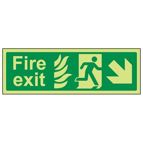 vsafety 14025 ax-g Fire Exit Schild, NHS Fire Exit Pfeil nach rechts, Kunststoff, Landschaft, 300 mm x 100 mm, grün von VSafety