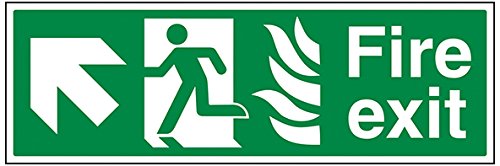 vsafety 14026bp-s Fire Exit Schild, NHS Fire Exit Pfeil bis links, selbstklebend, Landschaft, 600 mm x 200 mm x 200 mm, grün von VSafety