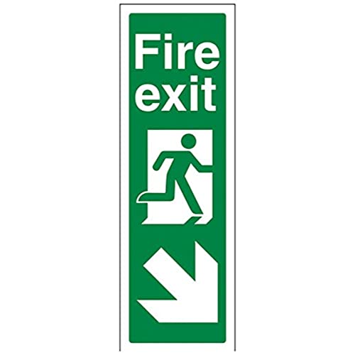 vsafety 14042 ak-s Arrow Down rechts Fire Exit Schild, selbstklebendes Vinyl, Porträt, 100 mm x 300 mm von VSafety