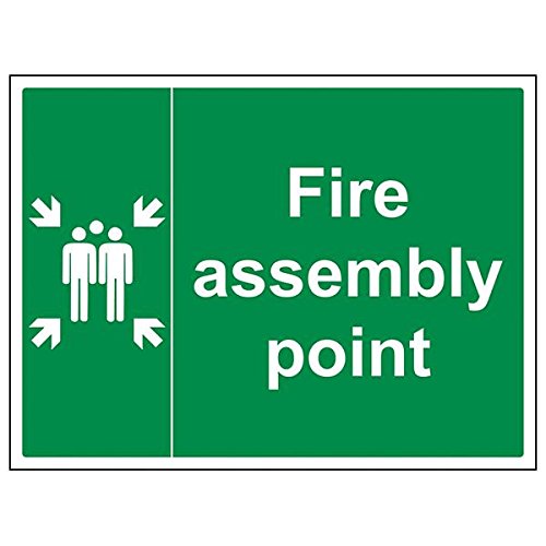 vsafety 17003bf-s "FIRE Assembly Point mit Familie" Sign, 400 mm x 300 mm (3 Stück) von VSafety