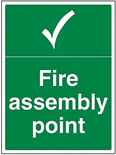 vsafety 17013bc-r Fire Assembly Point Schild, Fire Assembly Point mit Zecken, starrer Kunststoff, Porträt, 300 mm x 400 mm, grün von VSafety