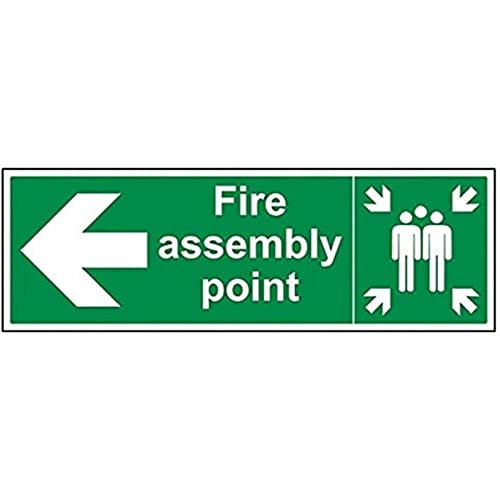 vsafety 17021bp-s Fire Assembly Point Schild, Fire Assembly Point Pfeil links, selbstklebend, Landschaft, 600 mm x 200 mm x 200 mm, grün von VSafety