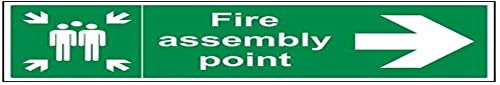 vsafety 17022bp-r Fire Assembly Point Schild, Fire Assembly Point Pfeil rechts, starrer Kunststoff, Landschaft, 600 mm x 200 mm x 200 mm, grün von VSafety