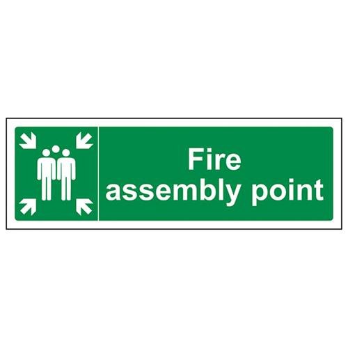 vsafety 17025 ax-s "FIRE Assembly Point" Pflicht Schilder, selbstklebendes Vinyl, Landschaft, 300 mm x 100 mm, grün von VSafety