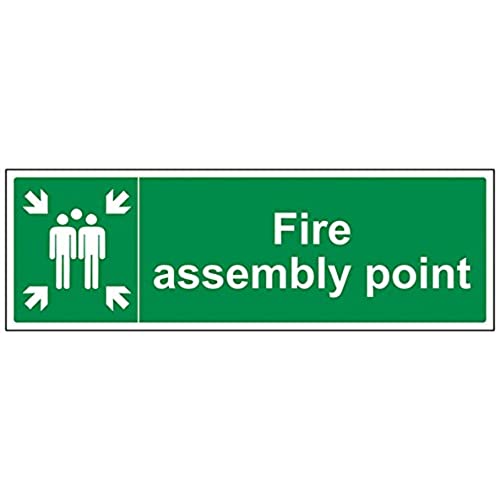 vsafety 17025bj-s "FIRE Assembly Point" Pflicht Schilder, selbstklebendes Vinyl, Landschaft, 450 mm x 150 mm, grün von VSafety
