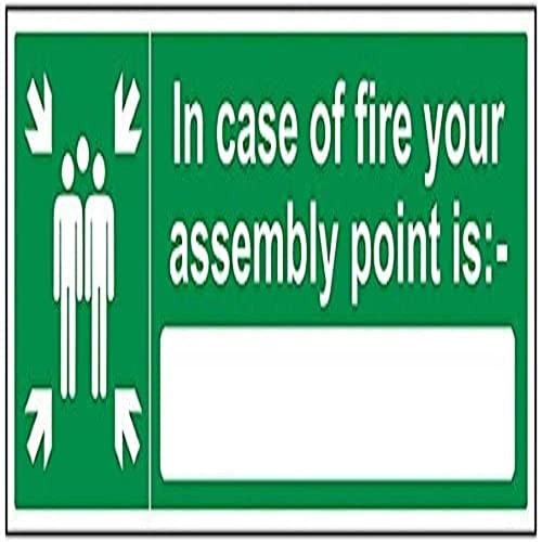 vsafety 17026bp-r Fire Assembly Point Schild, In Case Of Fire Your Assembly Point ist", starrer Kunststoff, Landschaft, 600 mm x 200 mm x 200 mm, grün von VSafety