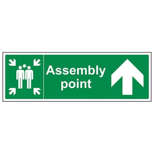 vsafety 17035bj-r "Assembly Point Pfeil rechts Fire Assembly Point" Pflicht Schilder, 1 mm starrer Kunststoff, Landschaft, 450 mm x 150 mm, grün von VSafety