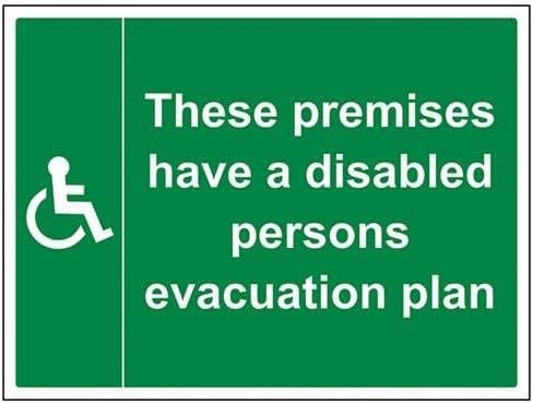vsafety 17042bf-s "Behinderte Personen Evakuierung Plan Fire Assembly Point" Pflicht Schilder, selbstklebendes Vinyl, Landschaft, 400 mm x 300 mm, grün von VSafety
