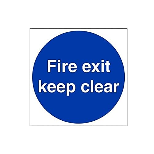 vsafety 18003bg-s Gebotszeichen "," Fire Exit Keep Clear ", selbstklebend, quadratisch, 400 mm x 400 mm, blau von VSafety