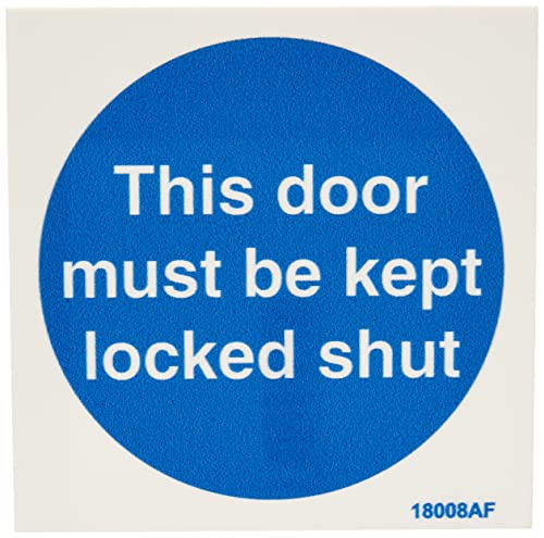 vsafety 18008 af-r Gebotszeichen ", diese Tür müssen Locked Shut", starrer Kunststoff, eckig, 100 mm x 100 mm, blau von VSafety