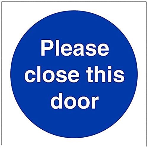 vsafety 18009 White af-r "Please Close This Door" Pflicht Schilder, 1 mm starrer Kunststoff, eckig, 100 mm x 100 mm, blau von VSafety