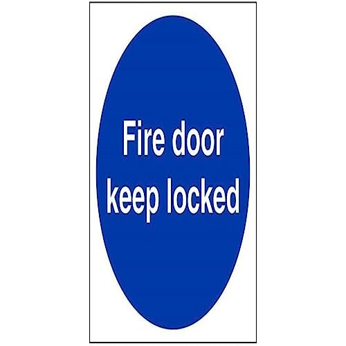 vsafety 18016 at-s "FIRE DOOR KEEP LOCKED" Pflicht Schilder, selbstklebendes Vinyl, quadratisch, 200 mm x 200 mm x 200 mm, blau von VSafety