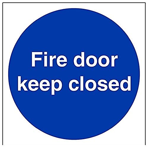 vsafety 18017 at-s "FIRE DOOR KEEP geschlossen" Pflicht Schilder, selbstklebendes Vinyl, quadratisch, 200 mm x 200 mm x 200 mm, blau von VSafety