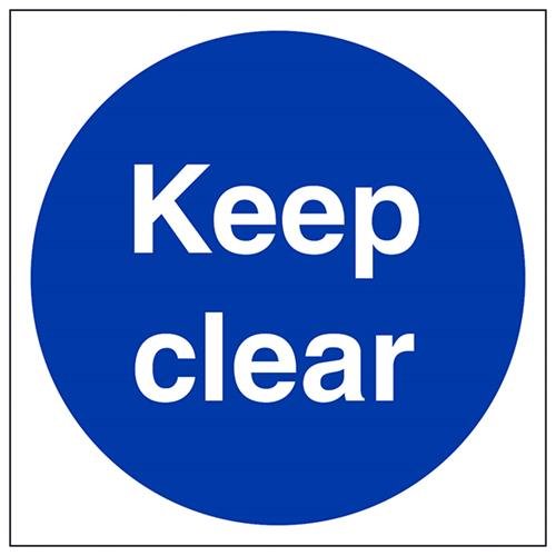 vsafety 18024 at-s "Keep Clear" Pflicht Schilder, selbstklebendes Vinyl, quadratisch, 200 mm x 200 mm x 200 mm, blau von VSafety