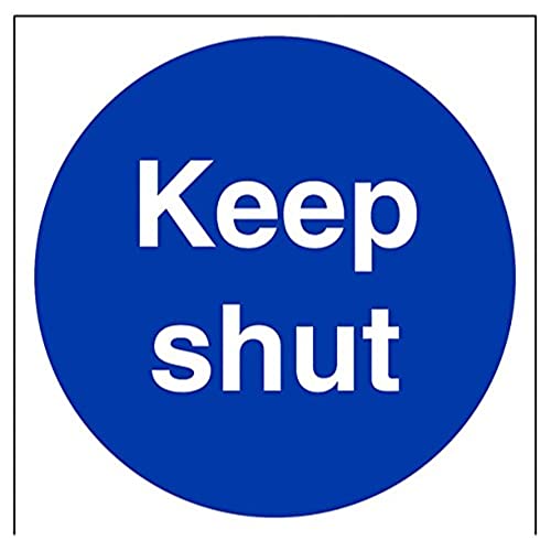 vsafety 18025 at-s "Keep Shut" Pflicht Schilder, selbstklebendes Vinyl, quadratisch, 200 mm x 200 mm x 200 mm, blau von VSafety