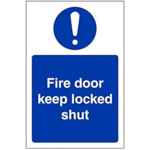 vsafety 18048 ag-s "FIRE DOOR KEEP LOCKED Shut" Pflicht Schilder, selbstklebendes Vinyl, Portrait, 100 mm x 150 mm, blau von VSafety