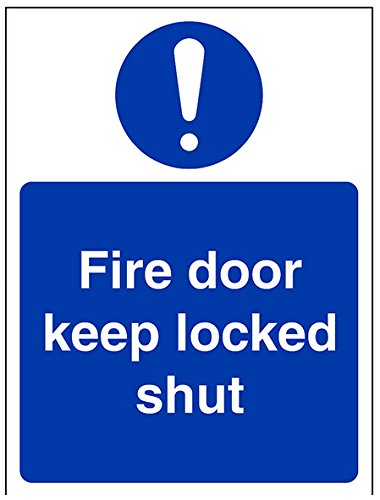 vsafety 18048 an-s "FIRE DOOR KEEP LOCKED Shut" Pflicht Schilder, selbstklebendes Vinyl, Hochformat, 150 mm x 200 mm, blau von VSafety