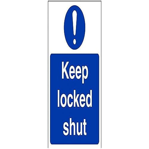 vsafety 18059 an-s "Keep Locked Shut" Pflicht Schilder, selbstklebendes Vinyl, Hochformat, 150 mm x 200 mm, blau von VSafety