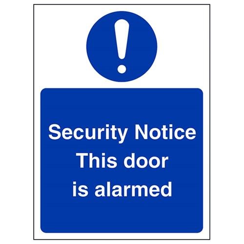 vsafety 18061 an-s "Sicherheit Pinnwand/ist diese Tür Alarmgesicherter" Pflicht Schilder, selbstklebendes Vinyl, Hochformat, 150 mm x 200 mm, blau von VSafety