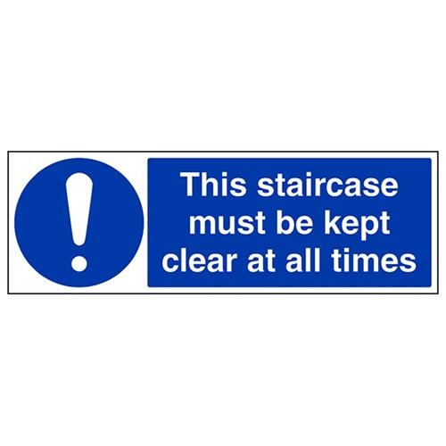 vsafety 18074bp-s Gebotszeichen ", diese Treppe muss klar geführt werden," selbstklebend, Landschaft, 600 mm x 200 mm x 200 mm, blau von VSafety