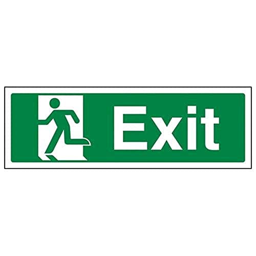 vsafety 21010 Becher ax-s Sicherer Zustand Exit Schild, Final Exit Man links, Landschaft, selbstklebendes Vinyl, 300 mm x 100 mm, grün von VSafety