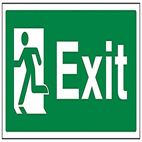 vsafety 21010 Becher ay-s Sicherer Zustand Exit Schild, Final Exit Man links, Landschaft, selbstklebendes Vinyl, 300 mm x 150 mm, grün von VSafety