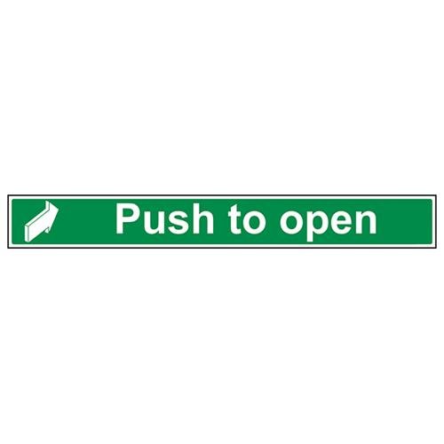 vsafety 22008bu-s "Push to Open" Safe Zustand Türschild, selbstklebend, Landschaft, 600 mm x 75 mm, grün von VSafety