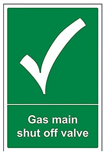 vsafety 23012 au-s "Gas Main Abschaltung Steuerventil" Safe Zustand Allgemeine Schild, selbstklebend, Portrait, 200 mm x 300 mm, grün von VSafety