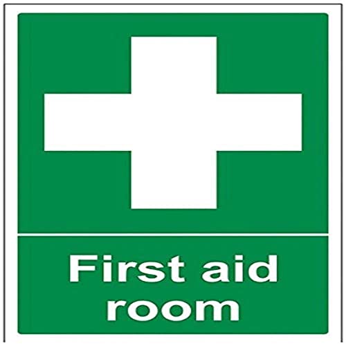 vsafety 31005 au-s "Erste Hilfe Zimmer" Erste Hilfe Allgemeine Schild, selbstklebend, Portrait, 200 mm x 300 mm, grün von VSafety