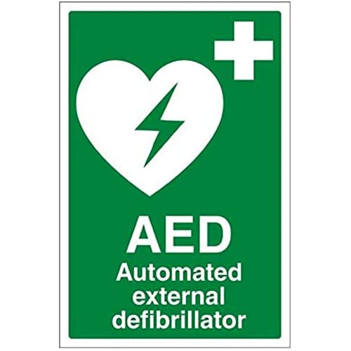 vsafety 31033 au-s "AED Automatiesierter Externer Defibrillator" Erste Hilfe Allgemeine Zeichen, selbstklebend, Portrait, 200 mm x 300 mm, grün von VSafety