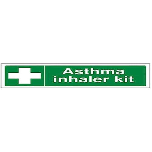 vsafety 31039 ax-s "Asthma Inhalationsgerät-Erste Hilfe Allgemeine Schild, selbstklebend, Landschaft, 300 mm x 100 mm, grün von VSafety