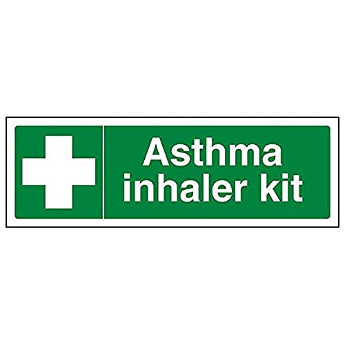 vsafety 31039 ax-s "Asthma Inhalationsgerät-Schild, Landschaft, 300 mm x 100 mm (3 Stück) von VSafety
