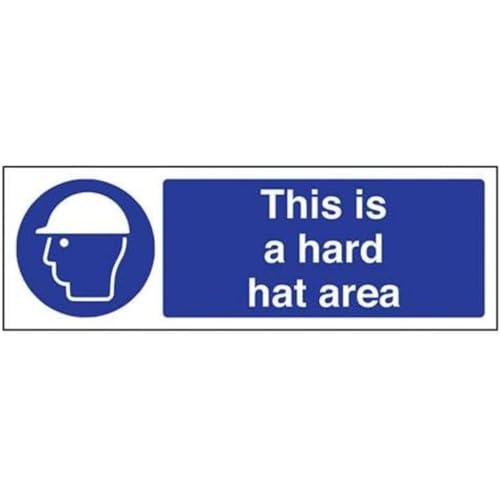 vsafety 41009 ax-r "Dies ist ein Hard Hat Bereich" Pflicht Schutzbekleidung Zeichen, starrer Kunststoff, Landschaft, 300 mm x 100 mm, blau von VSafety