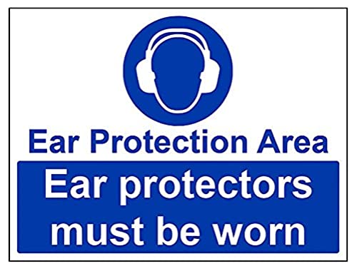 vsafety 41022bf-r "Schutz- und Gehörschutz zu tragen" Pflicht Schutzbekleidung Zeichen, starrer Kunststoff, Landschaft, 400 mm x 300 mm, blau von VSafety