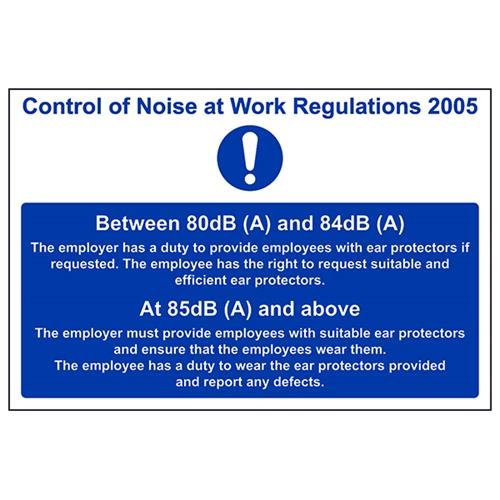 vsafety 41023ba-s "Kontrolle der Noise AT WORK Vorschriften 5.092,7 cm Pflicht Schutzbekleidung Schild, selbstklebend, Landschaft, 300 mm x 200 mm x 200 mm, blau von VSafety