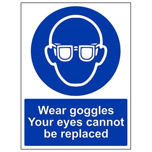 vsafety 41044bc-s "tragen Brillen/Ihre Augen nicht ersetzt werden" Pflicht Schutzbekleidung Schild, selbstklebend, Porträt, 300 mm x 400 mm, blau von VSafety