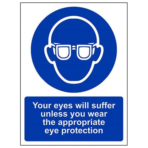 vsafety 41045 an-s "Ihre Augen werden Leiden, wenn Sie tragen die entsprechende Eye Schutz" Pflicht Schutzbekleidung Schild, selbstklebend, Hochformat, 150 mm x 200 mm, blau von VSafety
