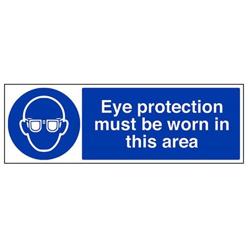vsafety 41056bp-s "Auge Schutz zu tragen, in diesem Bereich" Pflicht Schutzbekleidung Schild, selbstklebend, Landschaft, 600 mm x 200 mm x 200 mm, blau von VSafety