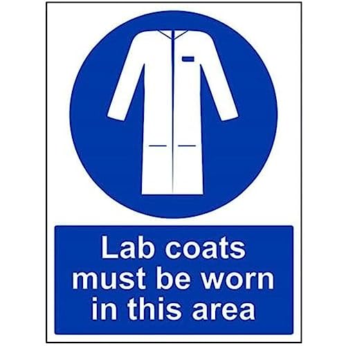 vsafety 41066bc-s "LAB Coats zu tragen, in diesem Bereich" Pflicht Schutzbekleidung Schild, selbstklebend, Porträt, 300 mm x 400 mm, blau von VSafety