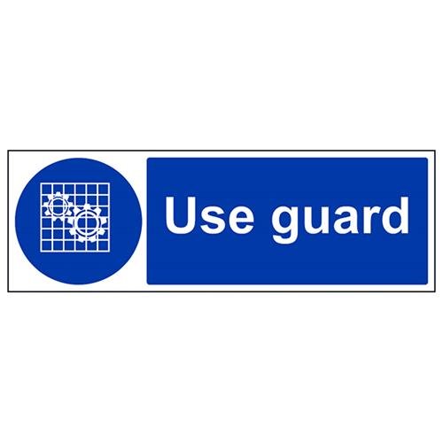 vsafety 42010bj-s Pflicht Maschinen Schild, selbstklebend, nutzen Guard," Landschaft, 450 mm x 150 mm, blau von VSafety