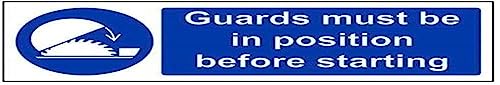 vsafety 42011 ax-s Pflicht Maschinen Schild, selbstklebend, "Wachen muss in Position vor Beginn," Landschaft, 300 mm x 100 mm, blau von VSafety